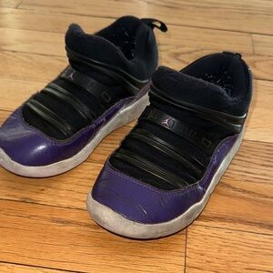 Nike Jordans Kids Black and Purple Shoes